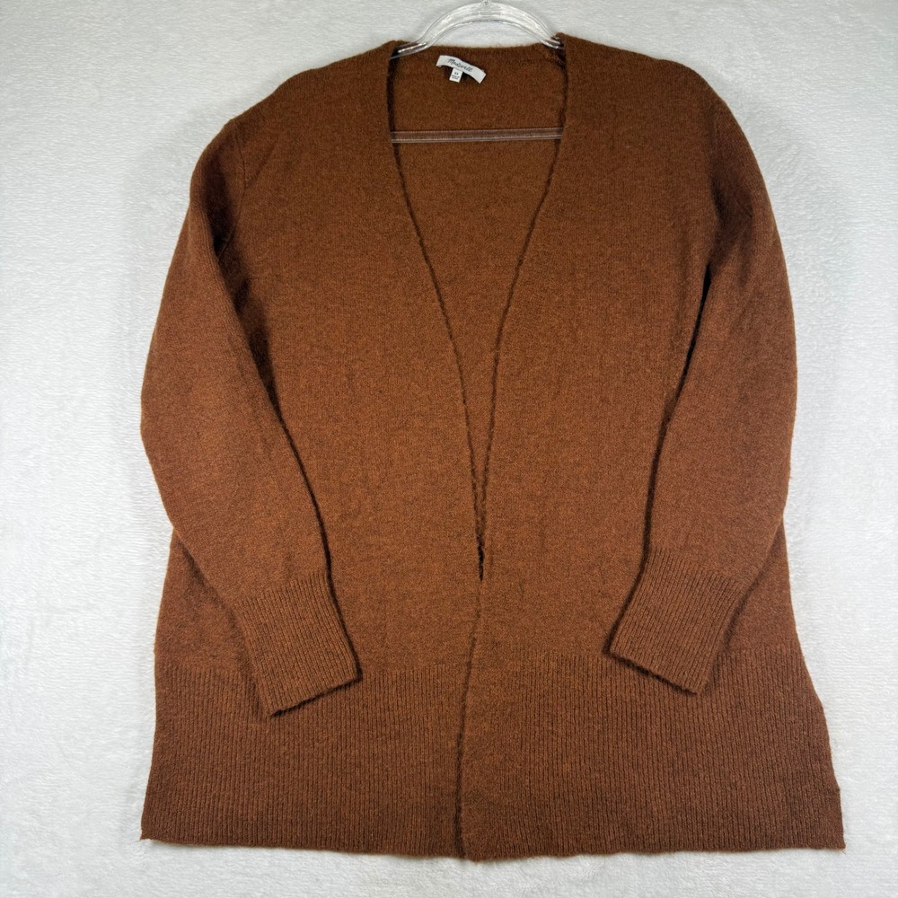 Madewell J4814 Open Front Cardigan Sweater Rust Brown Merino Alpaca Blend XS